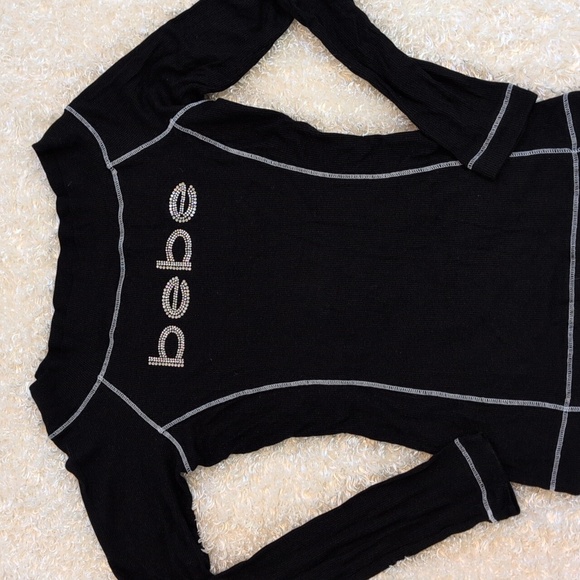 Darling! Bebe Black Long Sleeve Top M - Picture 3 of 5